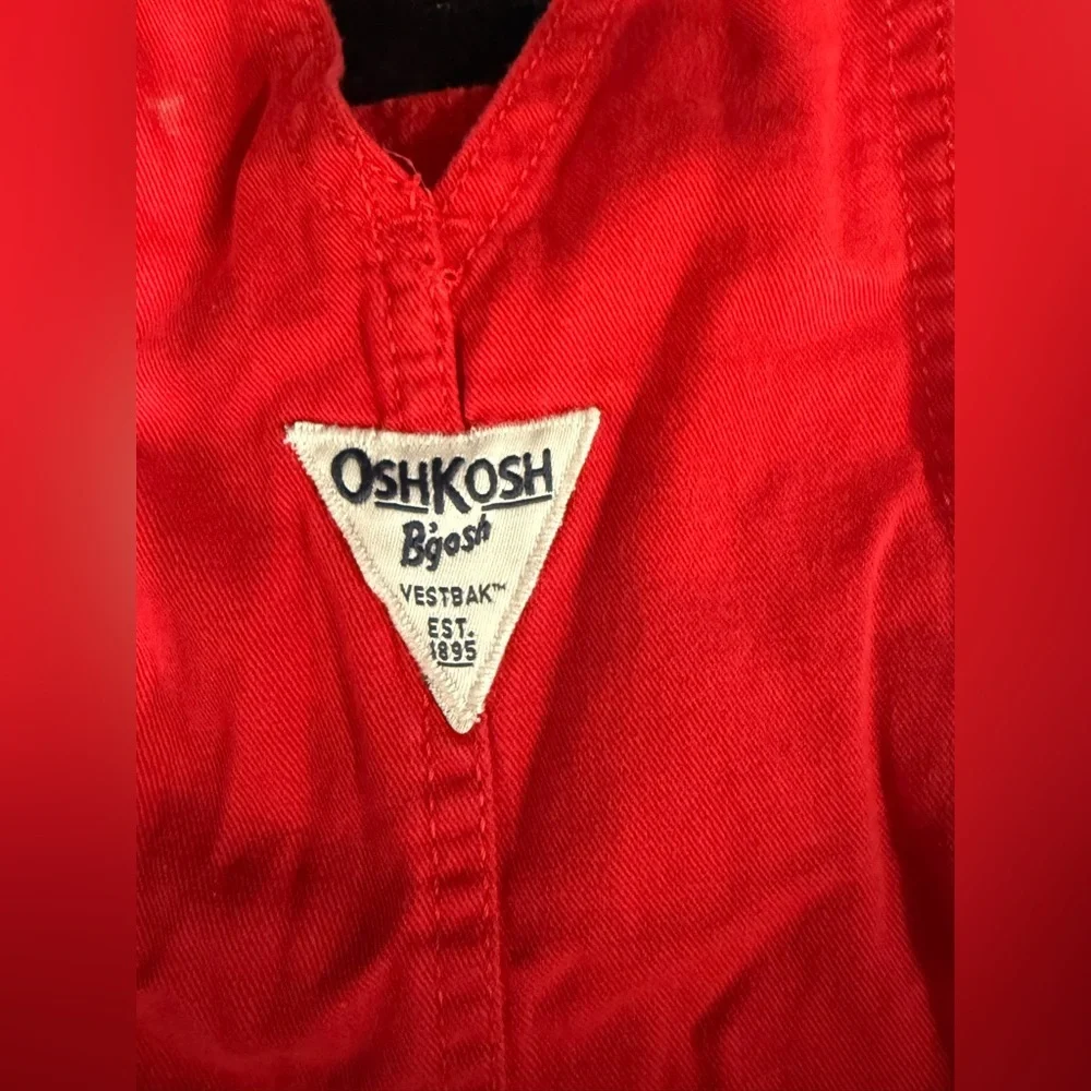 OshKosh B'Gosh Short Overalls Red Kids Girl Eyelet Trim Size 4T